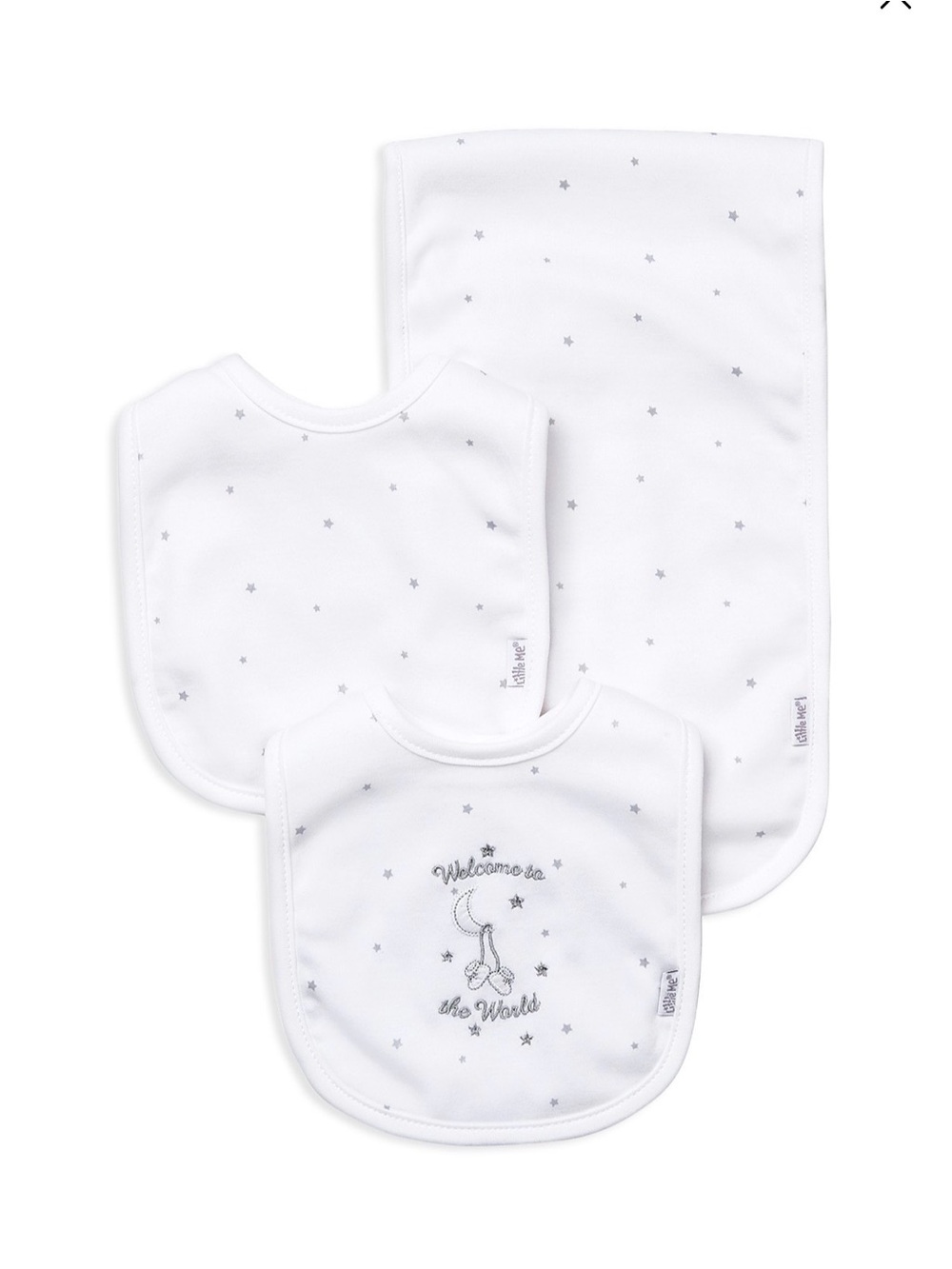 Little Me Baby Bib & Burp Cloth Set Infant Unisex Welcome to the World Gift Set